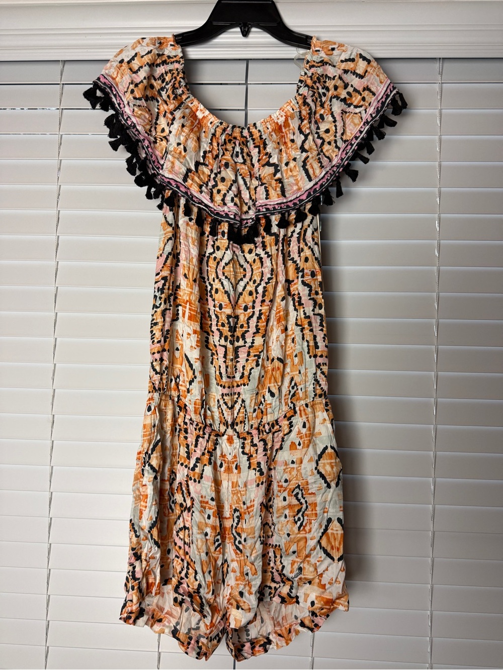 Hale Bob Orange & Brown Patterned Tassel Romper